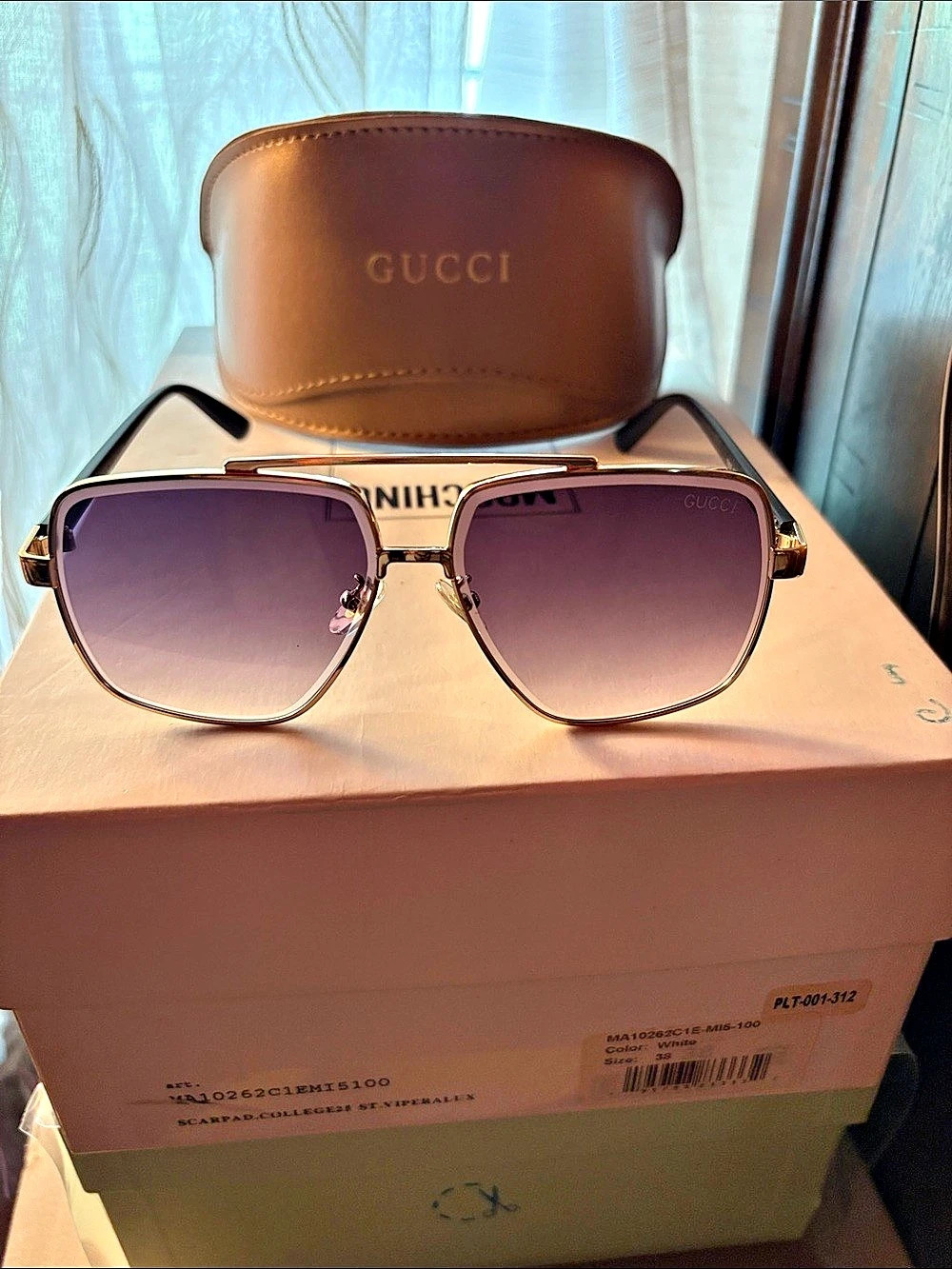 Gucci Gold & Purple Aviator Sunglasses Like New